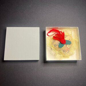 Vintage Cream Colored Lace Heart Shaped Potpourri Pouch Christmas Ornament 3.25"